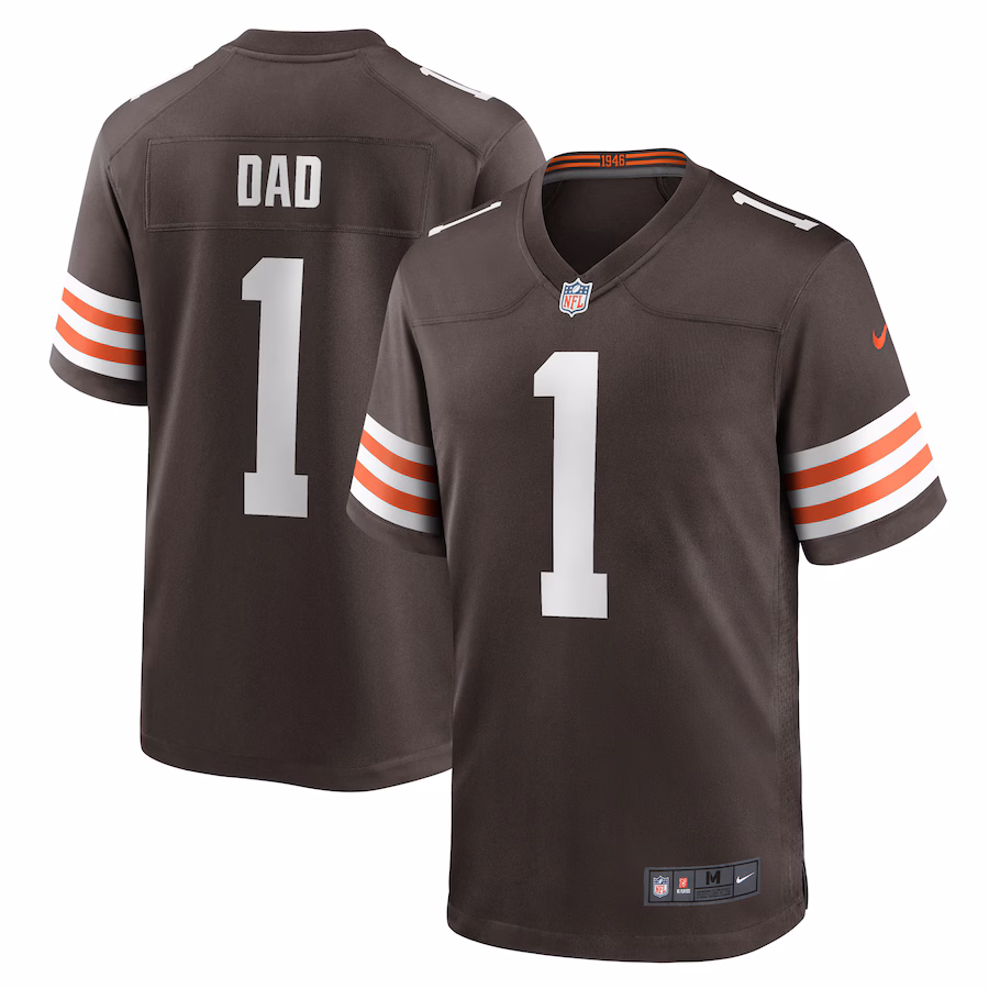 Men's Cleveland Browns Number 1 Dad Nike Brown Game Jersey - ujerseystore
