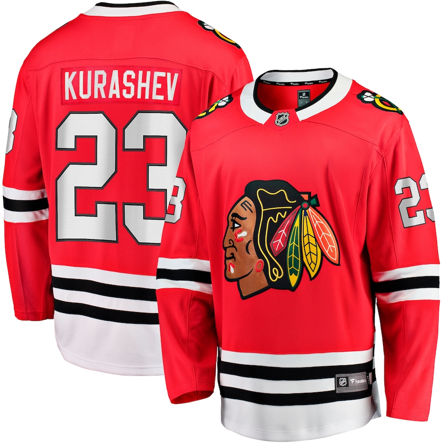 Men's Chicago Blackhawks Philipp Kurashev Fanatics Red Home Breakaway Player Jersey - ujerseystore
