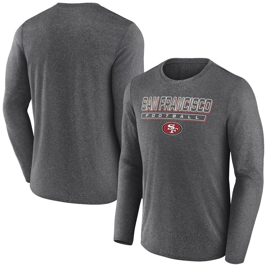 Men's San Francisco 49ers  Fanatics Heather Charcoal Fundamentals Long Sleeve T-Shirt - ujerseystore