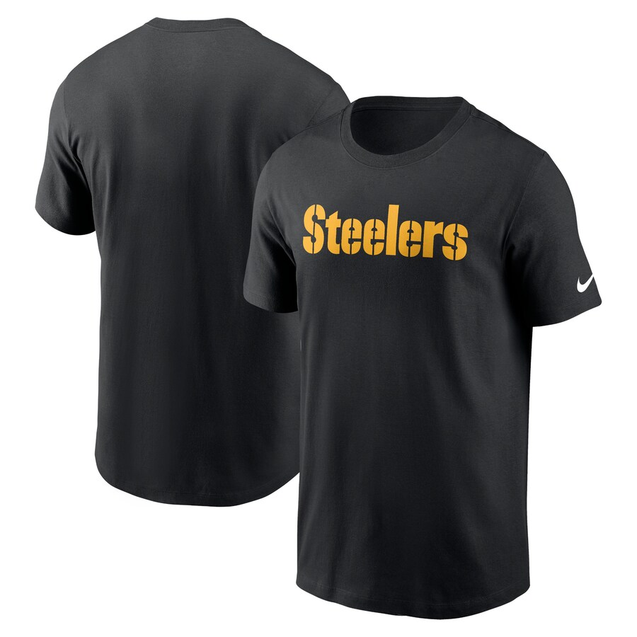 Men's Pittsburgh Steelers Nike Black Primetime Wordmark Essential T-Shirt - ujerseystore