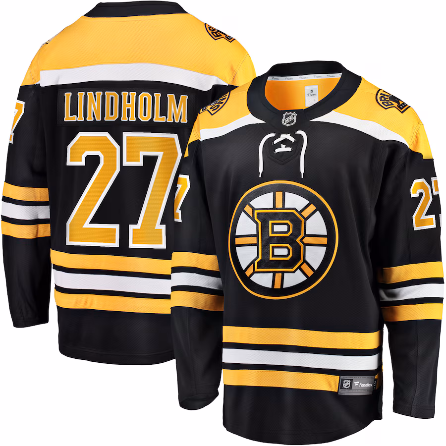 Men's Boston Bruins Hampus Lindholm Fanatics Black Home Breakaway Player Jersey - ujerseystore