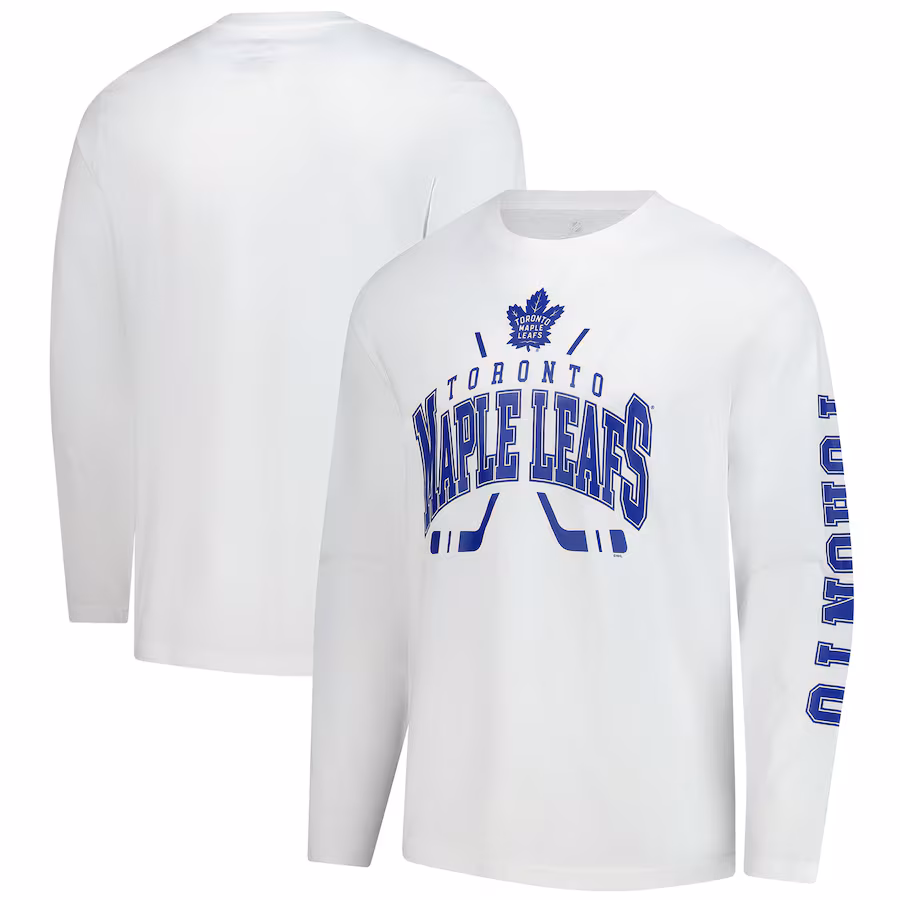 Men's Toronto Maple Leafs Fanatics White Force Check Long Sleeve T-Shirt - ujerseystore