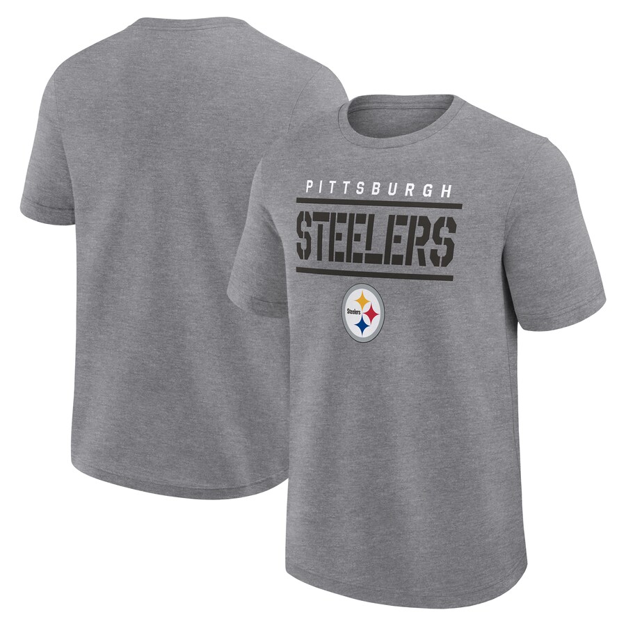 Men's Pittsburgh Steelers Fanatics Heather Gray Big & Tall Top Notch T-Shirt - ujerseystore