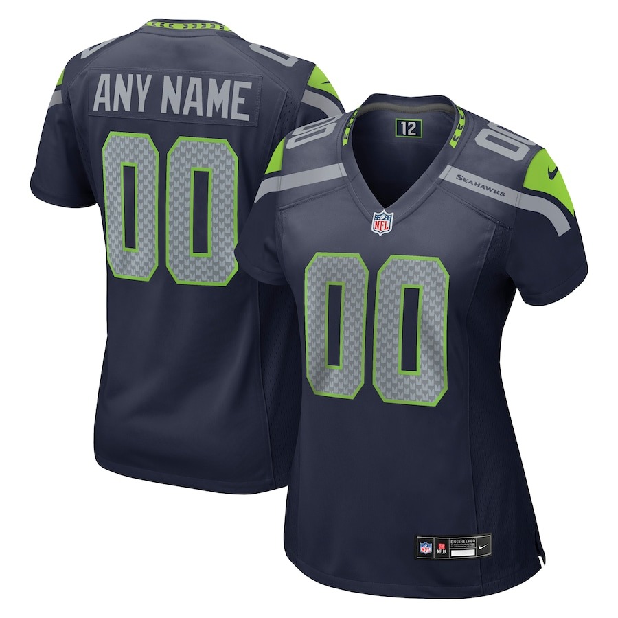Women's Seattle Seahawks Nike College Navy Custom Game Jersey - ujerseystore