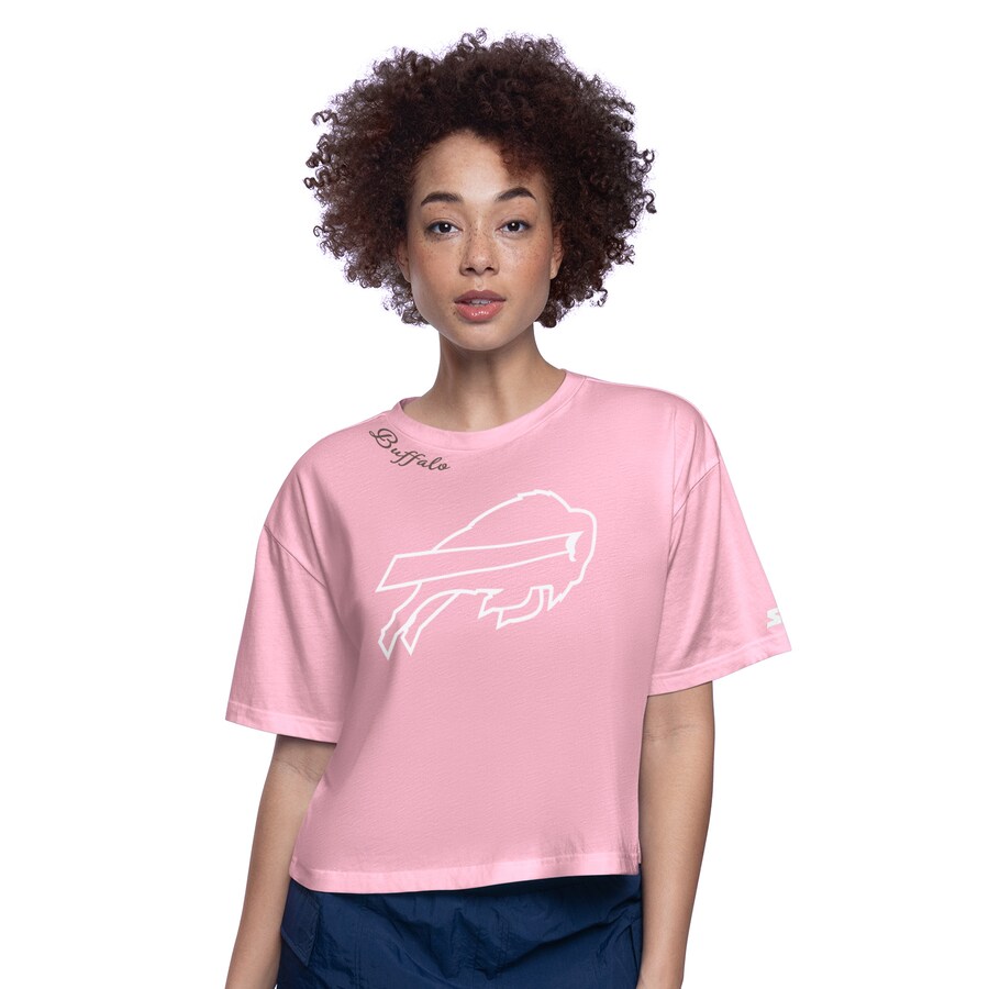 Women's Buffalo Bills  Starter Pink Play the Ball Boxy Cropped T-Shirt - ujerseystore