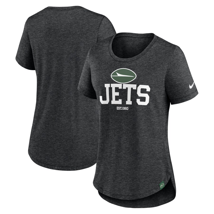 Women's New York Jets  Nike Heather Black Fashion Tri-Blend T-Shirt - ujerseystore
