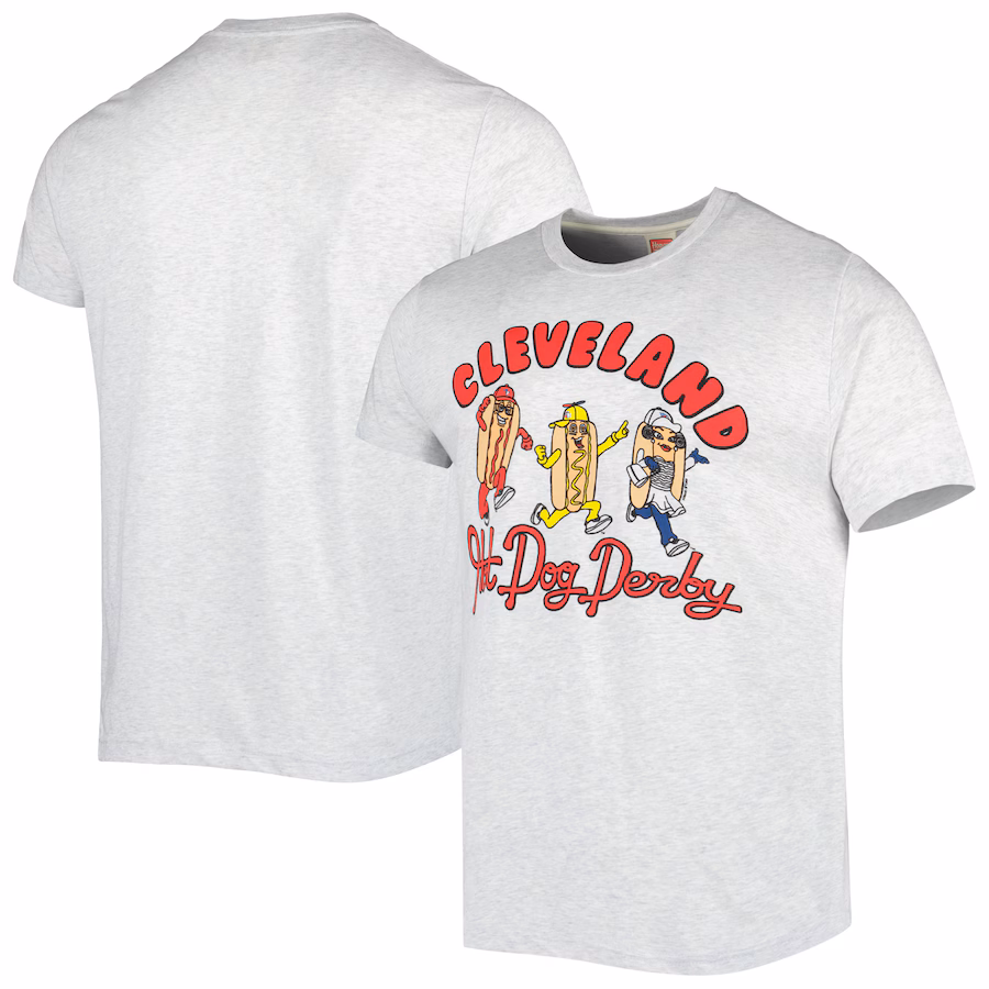 Men's Cleveland Guardians Homage Ash Team Hyper Local Tri-Blend T-Shirt - ujerseystore
