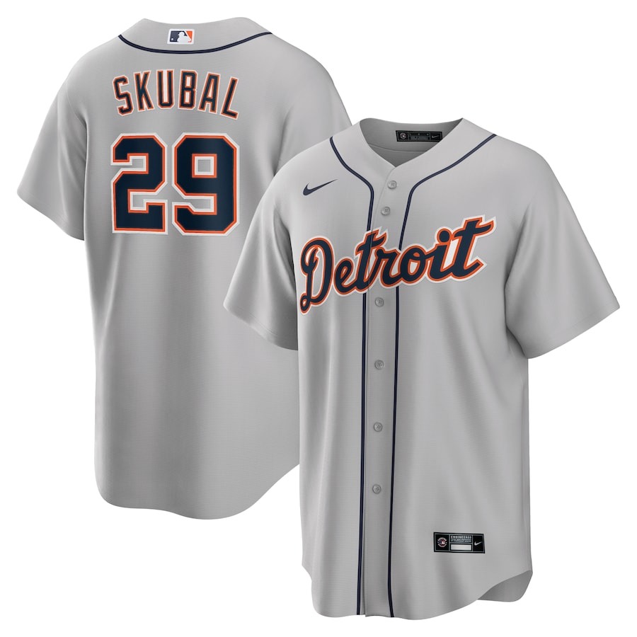 Men's Detroit Tigers Tarik Skubal Nike Gray Road Replica Jersey - ujerseystore