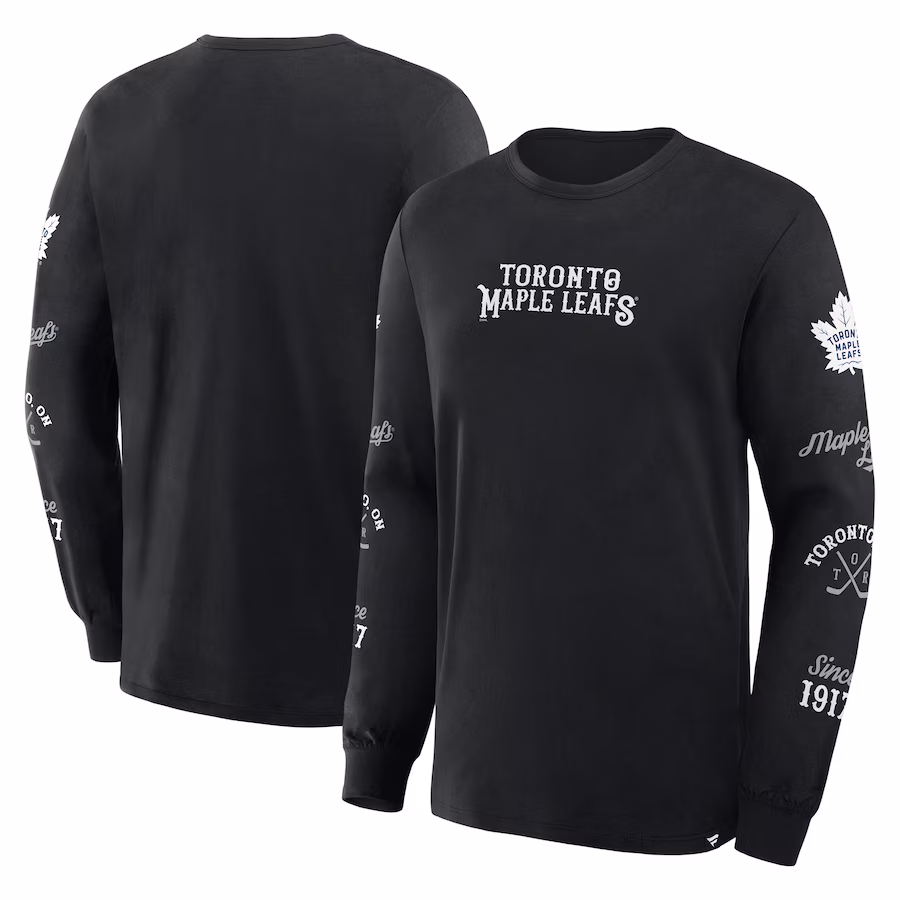 Men's Toronto Maple Leafs Fanatics Black Boxed In Legacy Long Sleeve T-Shirt - ujerseystore