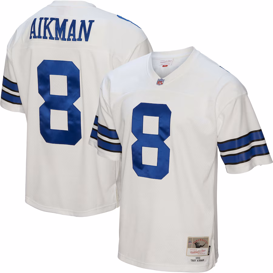 Men's Dallas Cowboys Troy Aikman Mitchell & Ness White Legacy Replica Jersey - ujerseystore