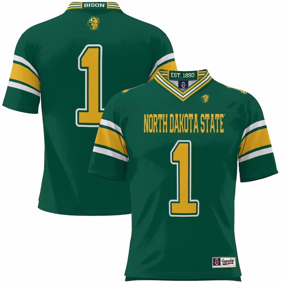 #1 NDSU Bison GameDay Greats Endzone Football Jersey - Green - ujerseystore