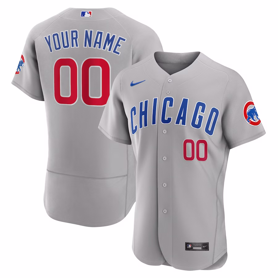 Men's Chicago Cubs Nike Gray Road Authentic Custom Jersey - ujerseystore