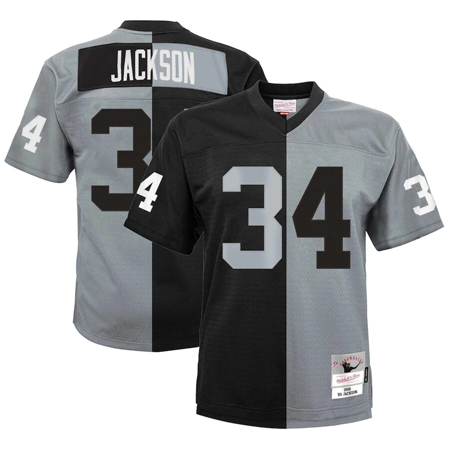 Youth Las Vegas Raiders Bo Jackson Mitchell & Ness Black/Silver Split Legacy Jersey - ujerseystore