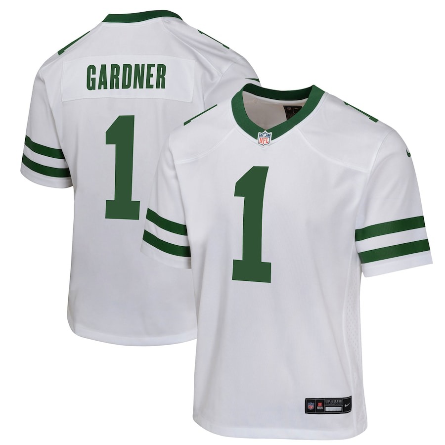 Youth New York Jets Ahmad Sauce Gardner Nike Legacy White Game Jersey - ujerseystore