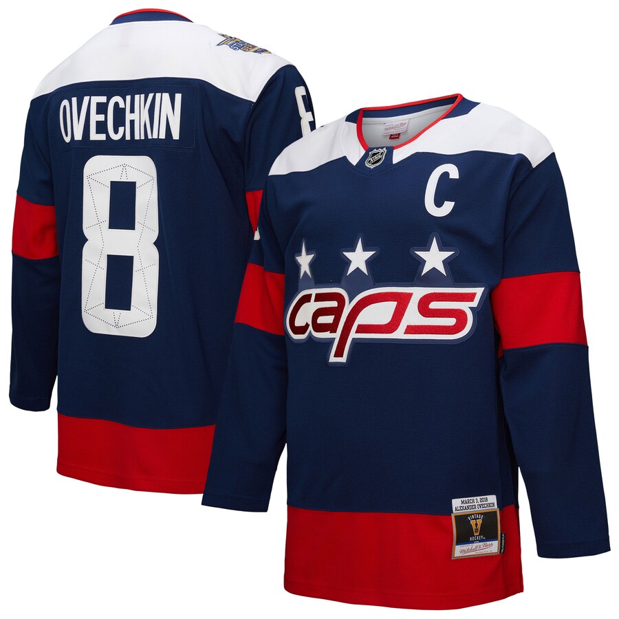Men's Washington Capitals Alexander Ovechkin Mitchell & Ness Navy Power Play Jersey - ujerseystore