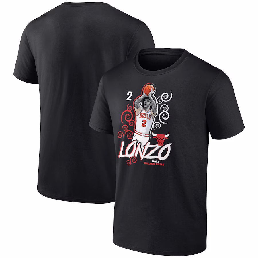 Men's Chicago Bulls Lonzo Ball Black Competitor T-Shirt - ujerseystore