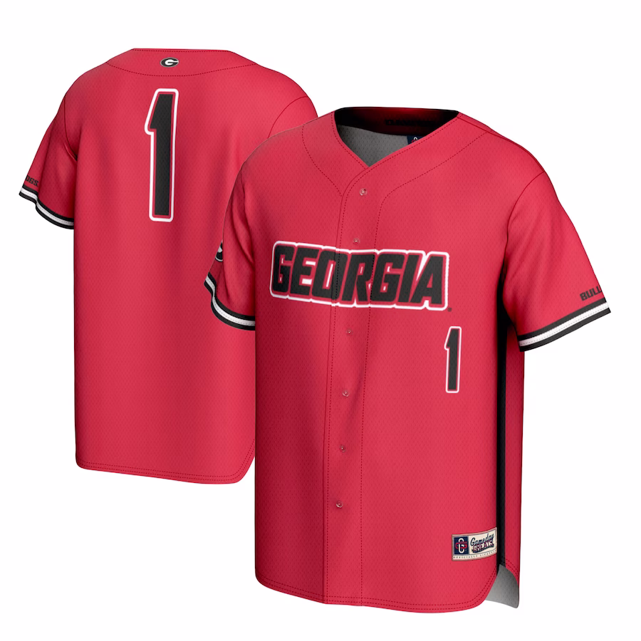 #1 Georgia Bulldogs GameDay Greats Lightweight Baseball Jersey - Red - ujerseystore