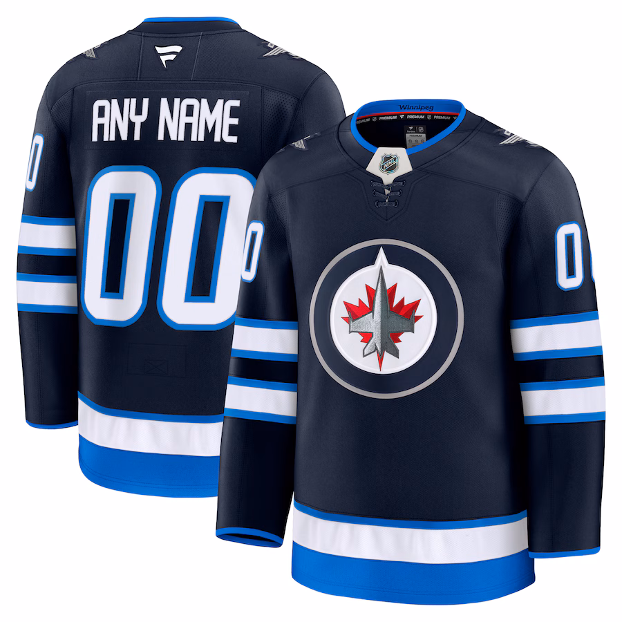 Men's Winnipeg Jets Fanatics Navy Home Premium Custom Jersey - ujerseystore