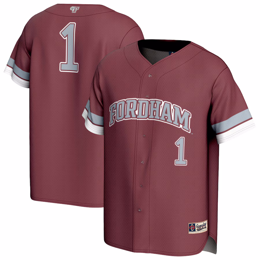 Unisex GameDay Greats #1 Maroon Fordham Rams Lightweight Collegiate Baseball Fashion Jersey - ujerseystore