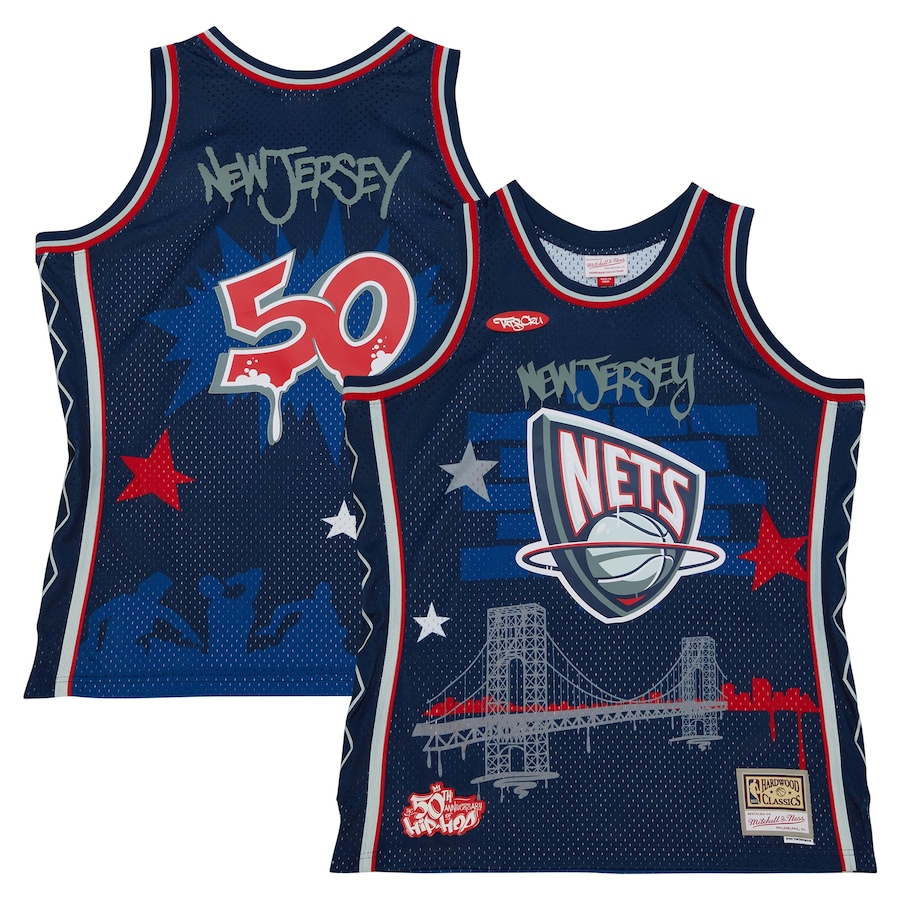 Men's New Jersey Nets Mitchell & Ness x Tats Cru Navy Hardwood Classics Fashion Jersey - ujerseystore