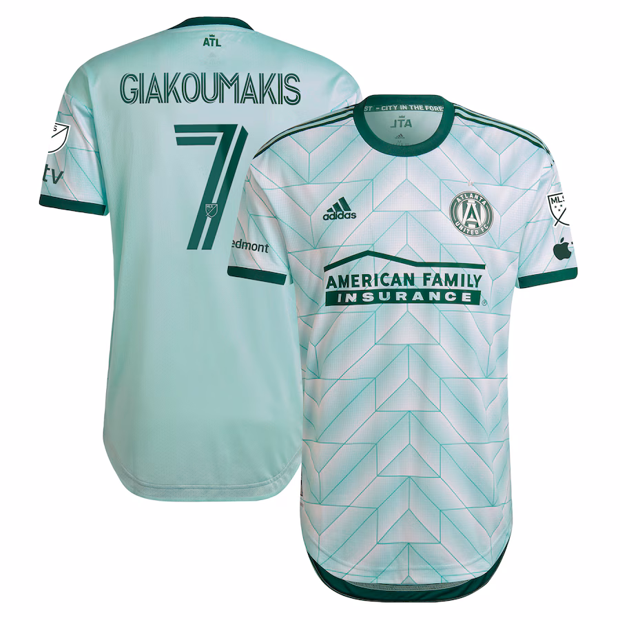 Men's Atlanta United FC Giorgos Giakoumakis adidas Mint 2023 The Forest Kit Authentic Player Jersey - ujerseystore