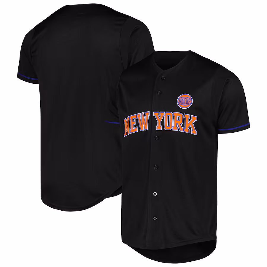 Men's New York Knicks Fanatics Black Pop Baseball Jersey - ujerseystore