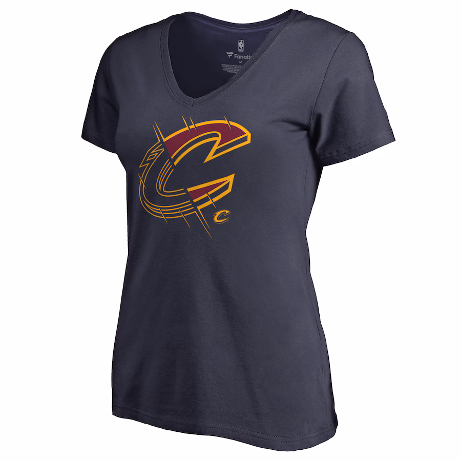 Women's Cleveland Cavaliers Navy X-Ray Slim Fit V-Neck T-Shirt - ujerseystore