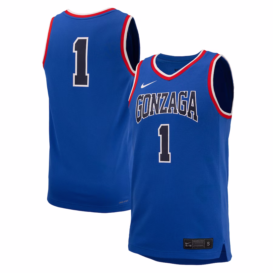 #1 Gonzaga Bulldogs Nike Replica Basketball Jersey - Royal - ujerseystore