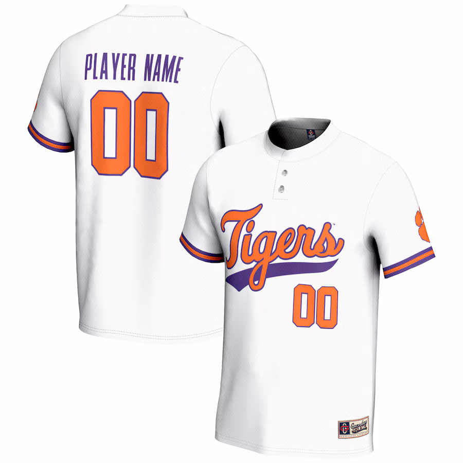 Clemson Tigers GameDay Greats Youth NIL Pick-A-Player Lightweight Softball Jersey - White - ujerseystore