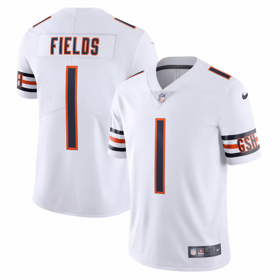 Men's Chicago Bears Justin Fields Nike White Vapor Limited Jersey - ujerseystore