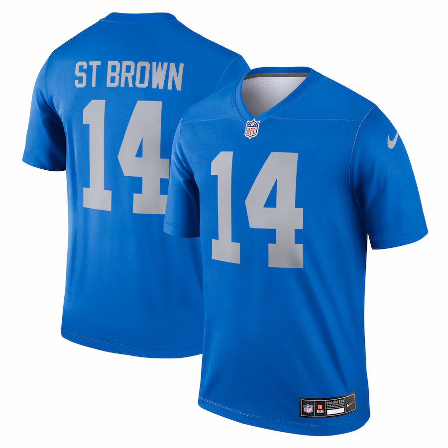 Men's Detroit Lions Amon-Ra St. Brown Nike Blue Alternate Legend Player Performance Top - ujerseystore