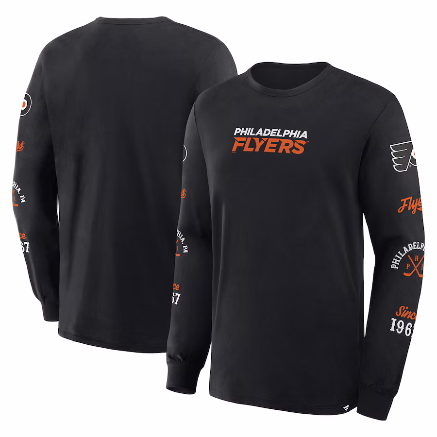 Men's Philadelphia Flyers Fanatics Black Boxed In Legacy Long Sleeve T-Shirt - ujerseystore