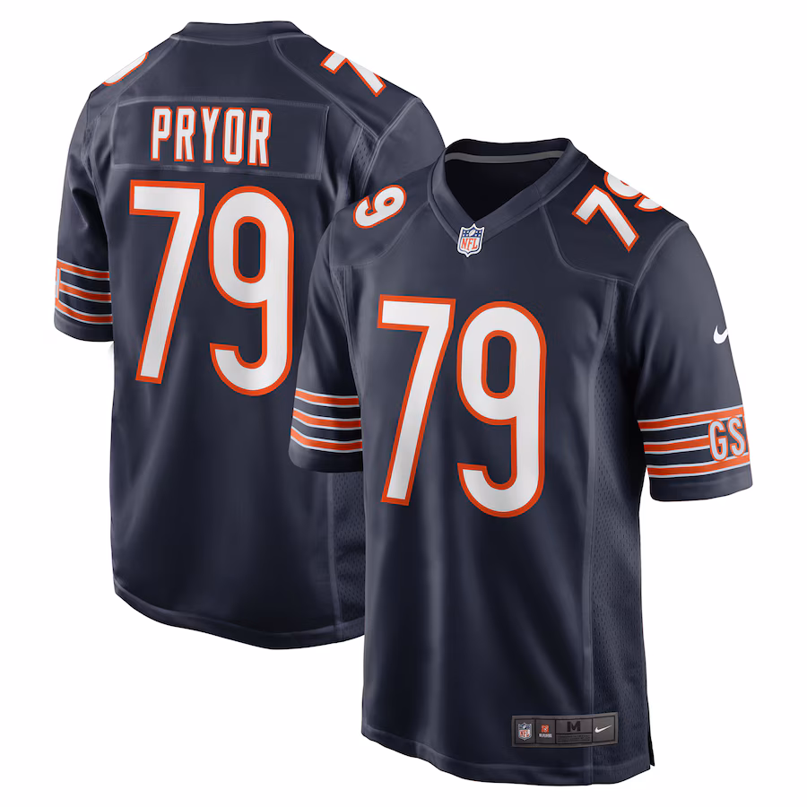 Men's Chicago Bears Matt Pryor Nike Navy Game Jersey - ujerseystore