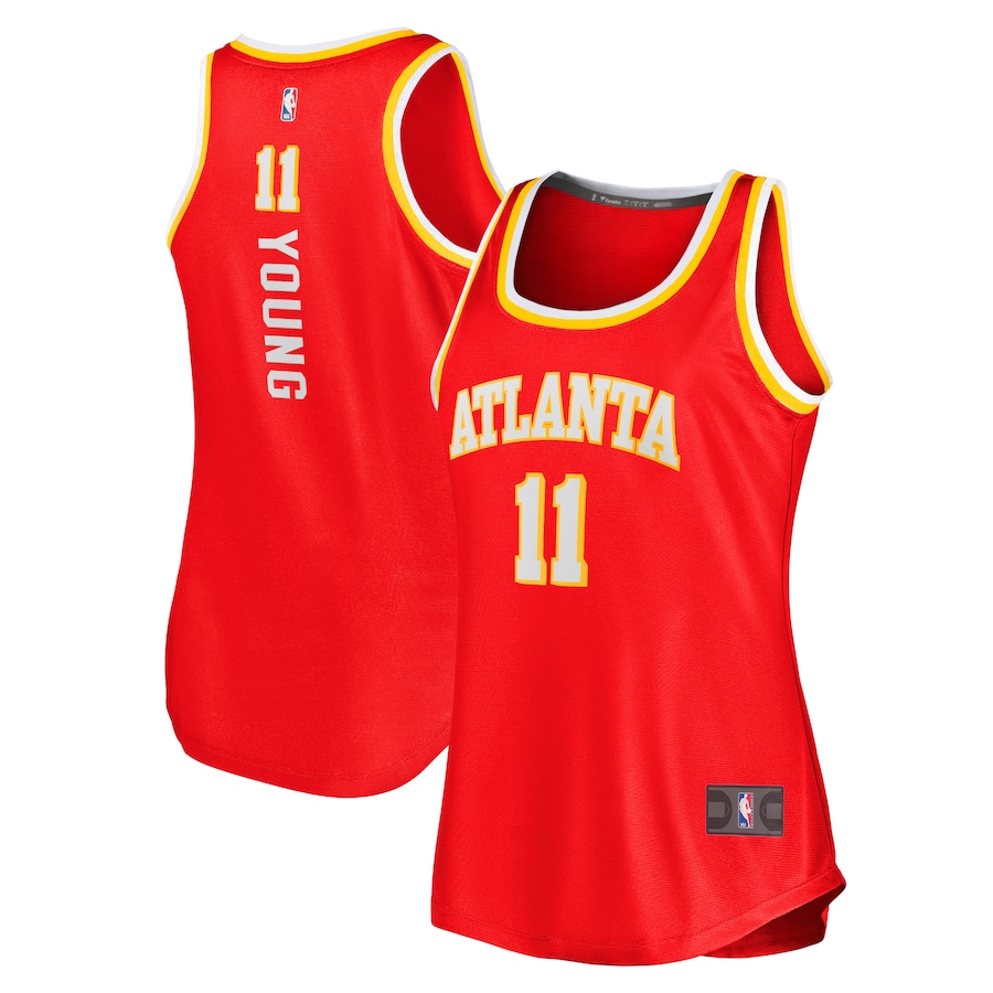 Women's Atlanta Hawks Trae Young Fanatics Red Fast Break Tank Jersey - Icon Edition - ujerseystore