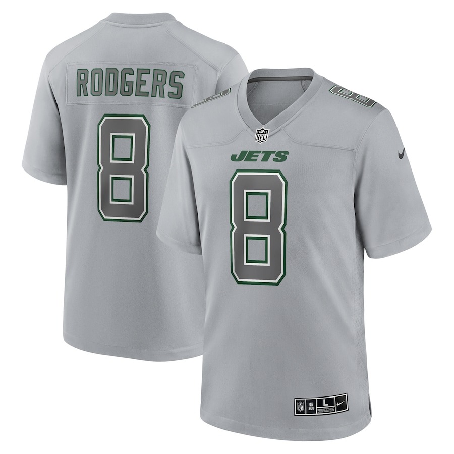 Men's New York Jets Aaron Rodgers Nike Heather Gray Atmosphere Fashion Game Jersey - ujerseystore