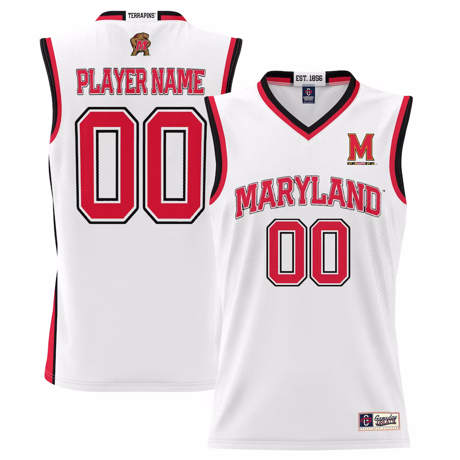 Maryland Terrapins GameDay Greats Youth NIL Pick-A-Player Lightweight Basketball Jersey - White - ujerseystore