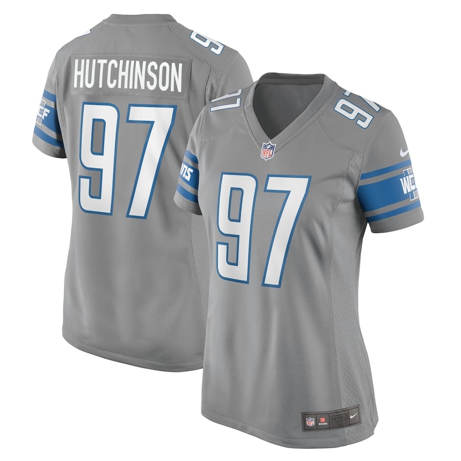 Women's Detroit Lions Aidan Hutchinson Nike Silver Game Jersey - ujerseystore