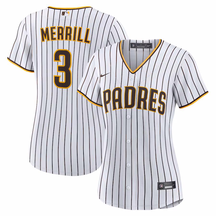 Women's San Diego Padres Jackson Merrill Nike White Home Replica Jersey - ujerseystore