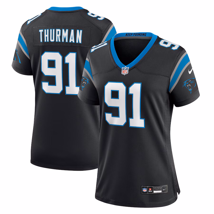 Women's Carolina Panthers Nick Thurman Nike  Black Team Game Jersey - ujerseystore