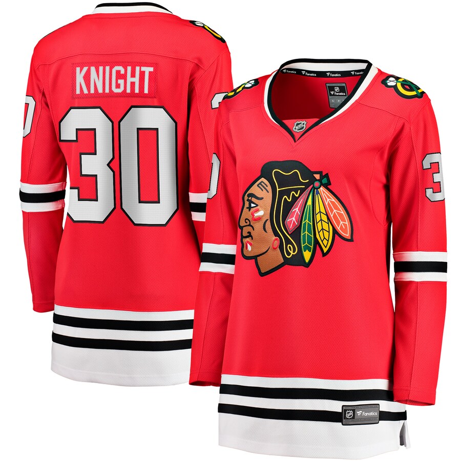 Women's Chicago Blackhawks Spencer Knight Fanatics Red Home Breakaway Player Jersey - ujerseystore