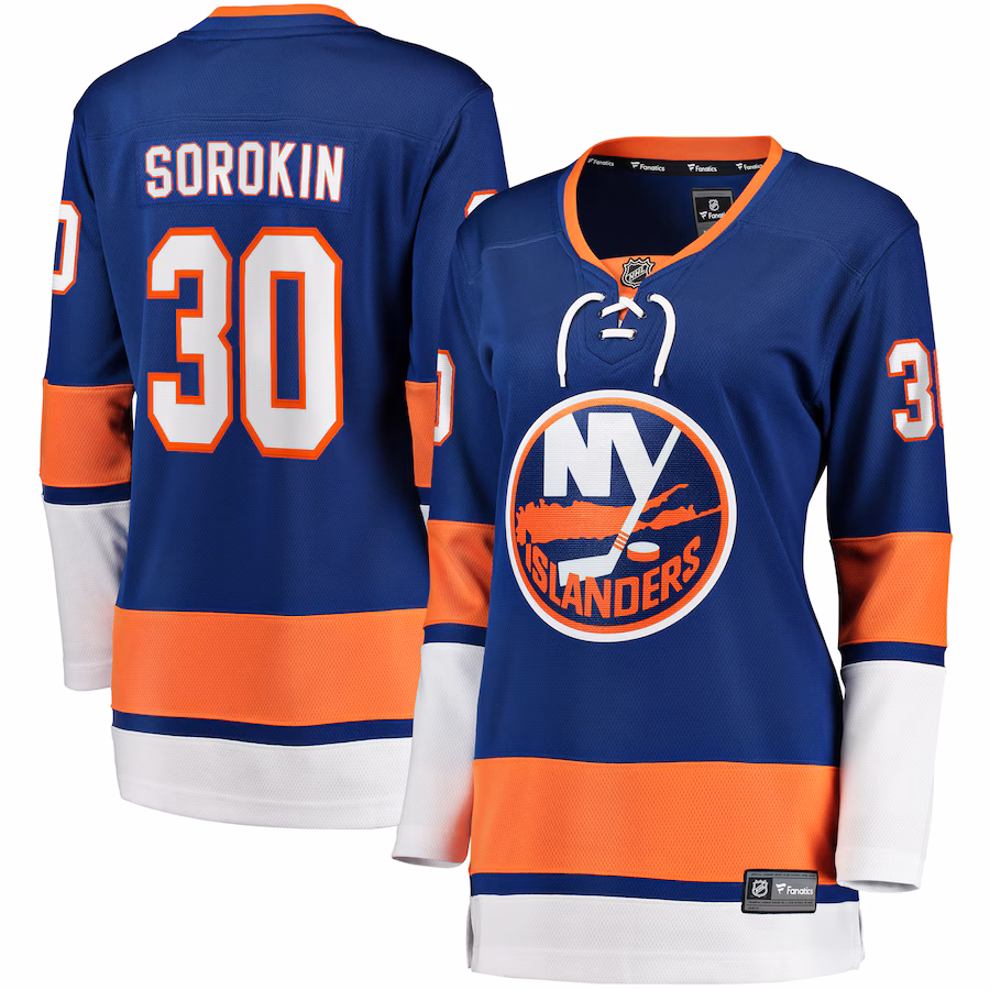 Women's New York Islanders Ilya Sorokin Fanatics Royal Home Breakaway Player Jersey - ujerseystore