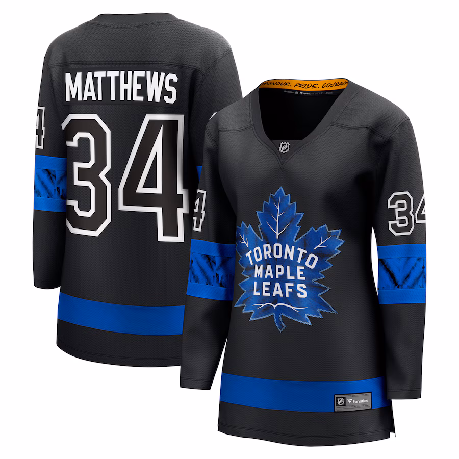 Women's Toronto Maple Leafs Auston Matthews Fanatics Black Alternate Premier Breakaway Reversible Player Jersey - ujerseystore