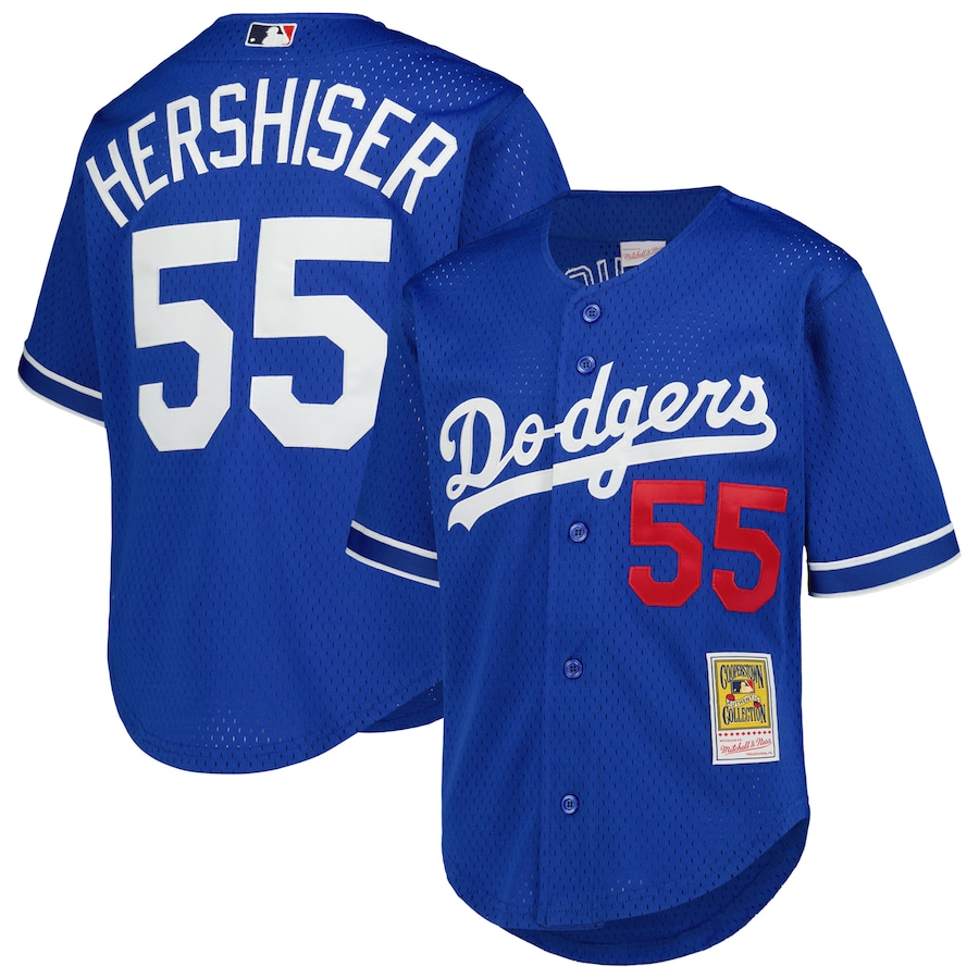 Youth Los Angeles Dodgers Orel Hershiser Mitchell & Ness Royal Cooperstown Collection Mesh Batting Practice Jersey - ujerseystore
