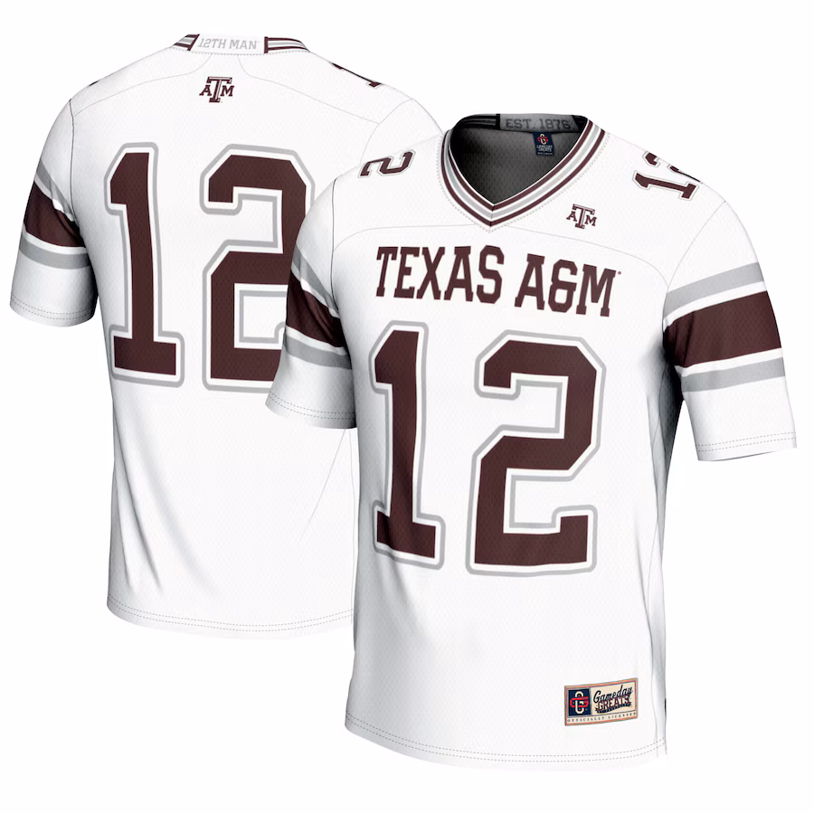 #12 Texas A&M Aggies GameDay Greats Youth Football Lightweight Fashion Jersey - White - ujerseystore
