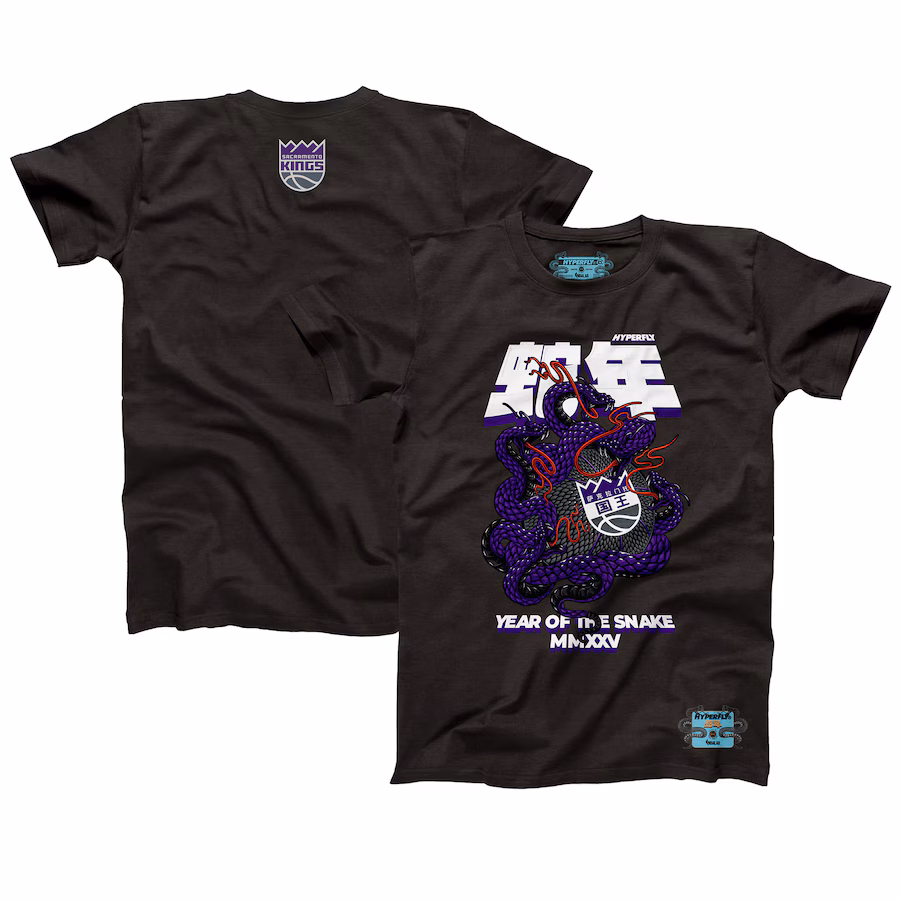 Unisex Sacramento Kings NBALab x Hyperfly Heather Black Year of the Snake Lunar New Year Collection T-Shirt - ujerseystore