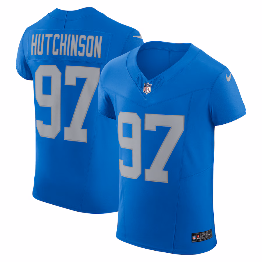 Men's Detroit Lions Aidan Hutchinson Nike Blue Alternate Vapor F.U.S.E. Elite Jersey - ujerseystore