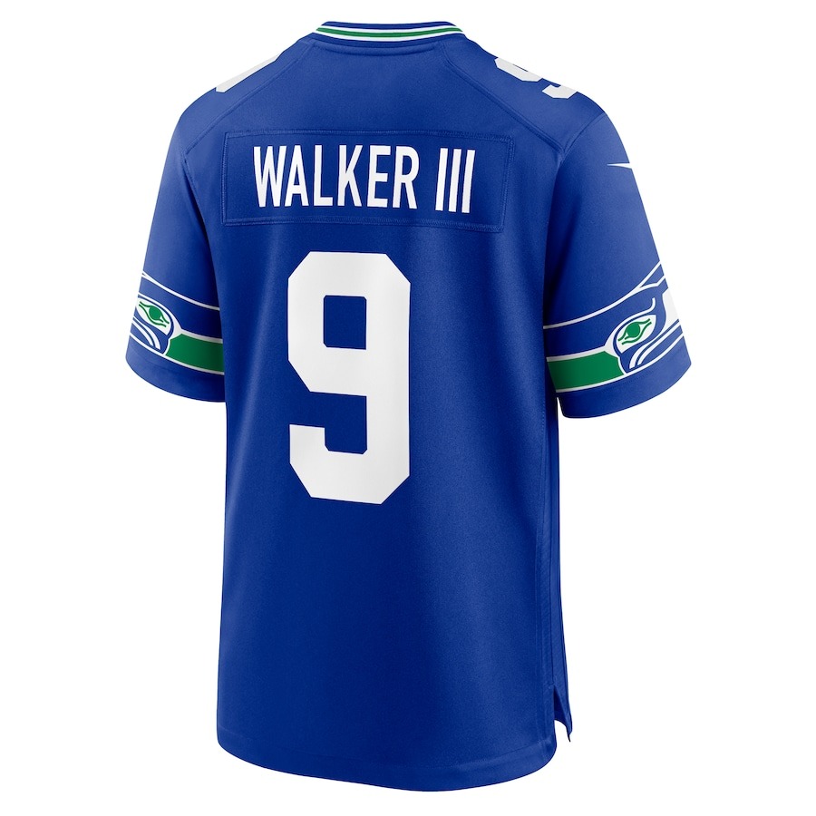 Men's Seattle Seahawks Kenneth Walker III Nike Royal Throwback Player Game Jersey - ujerseystore