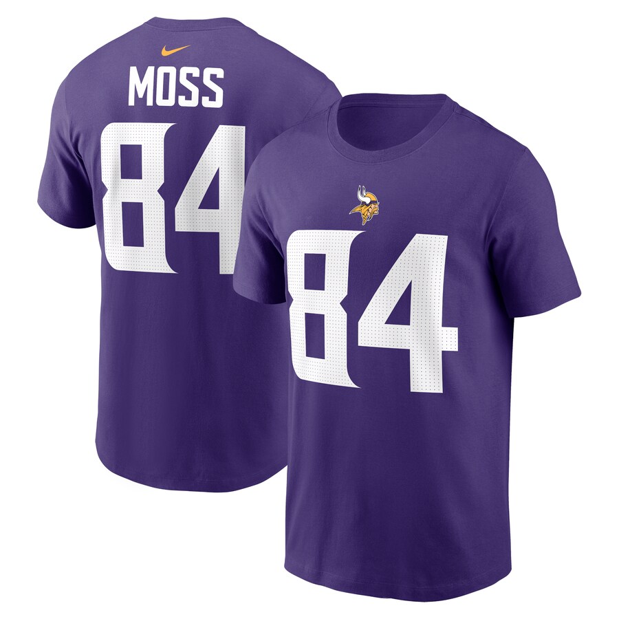 Men's Minnesota Vikings Randy Moss Nike Purple Retired Player Name & Number T-Shirt - ujerseystore