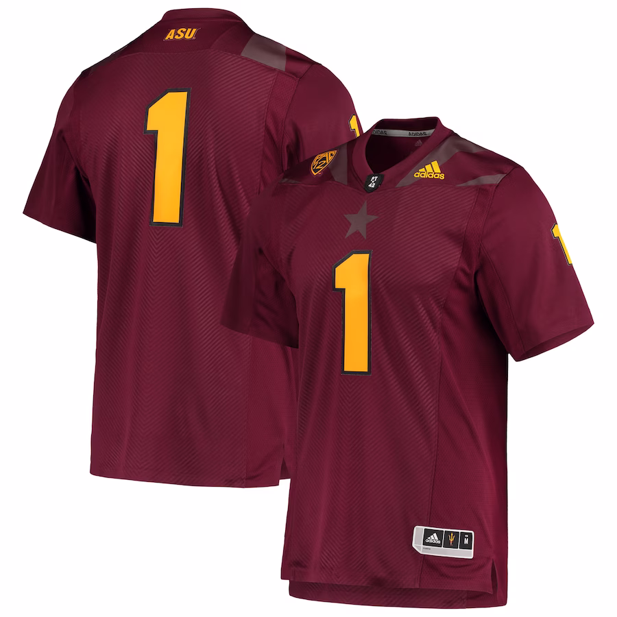 #1 Arizona State Sun Devils adidas Team Premier Football Jersey - Maroon - ujerseystore