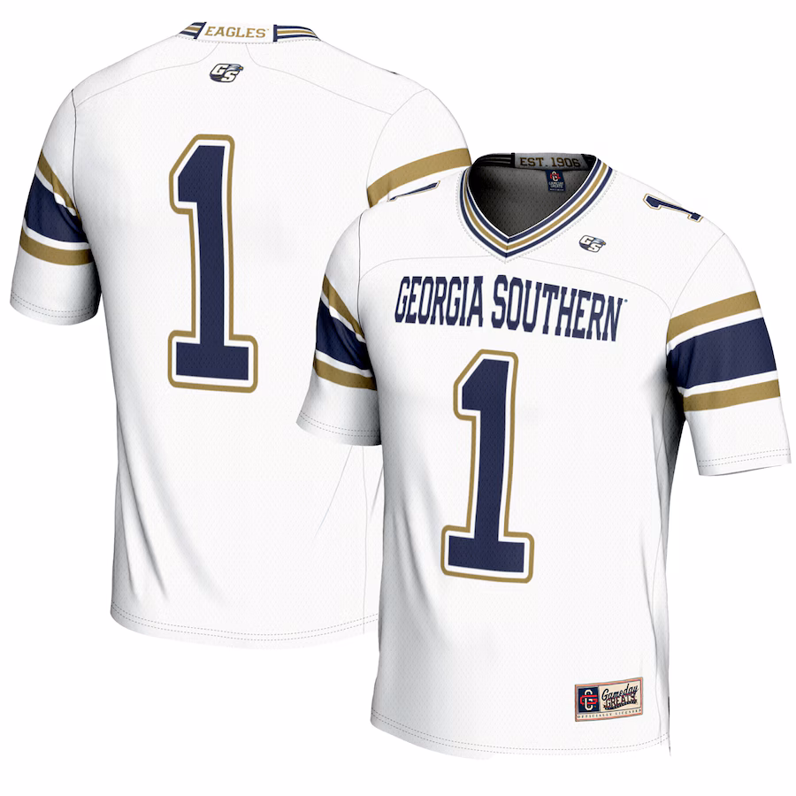 Men's GameDay Greats #1 White Georgia Southern Eagles Endzone Football Jersey - ujerseystore